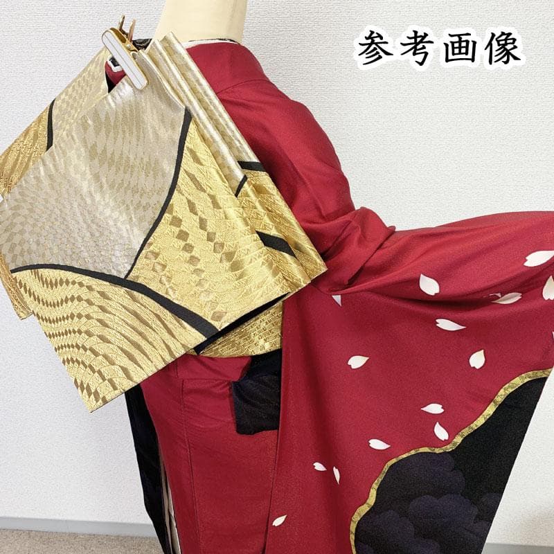 512z39☆人気！大北捷一 振袖 金通し モダン 赤黒☆美品 成人式 結婚式