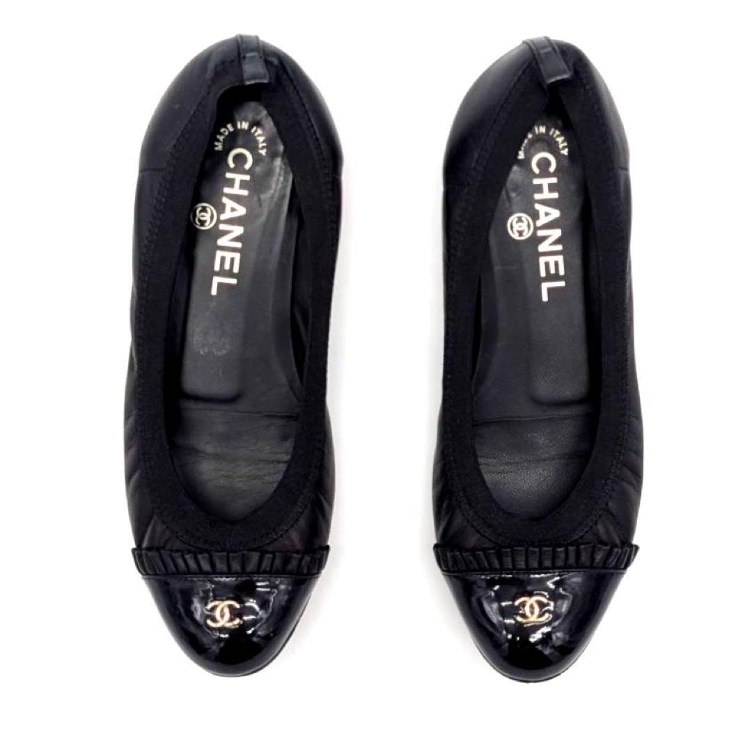 CHANEL✨シャネル パンプス ココマーク フラット ブラック 約22.5cm