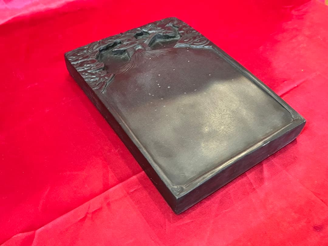【アンティーク】蘭亭古硯 中国 工芸品 書道具 ビンテージ 昭和レトロ 彫刻