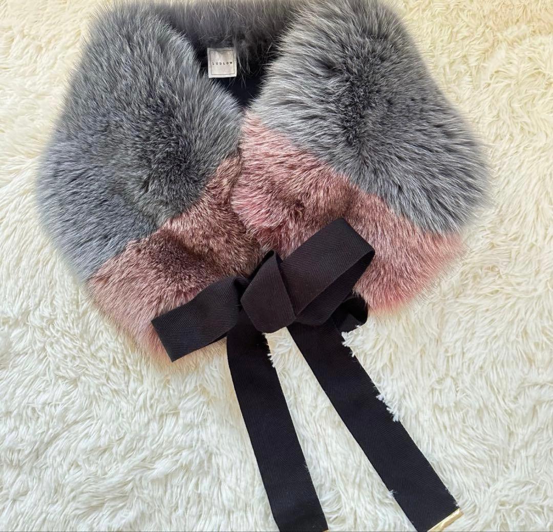 【美品】ラドロー LUDLOW ふわふわ フォックスファー マフラー ショール