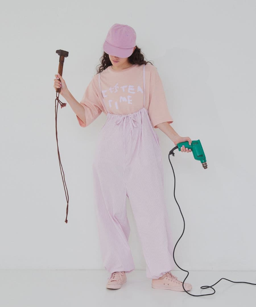 ネストローブ 〝 It's ME 〟コットンストライプバルーンサロペット