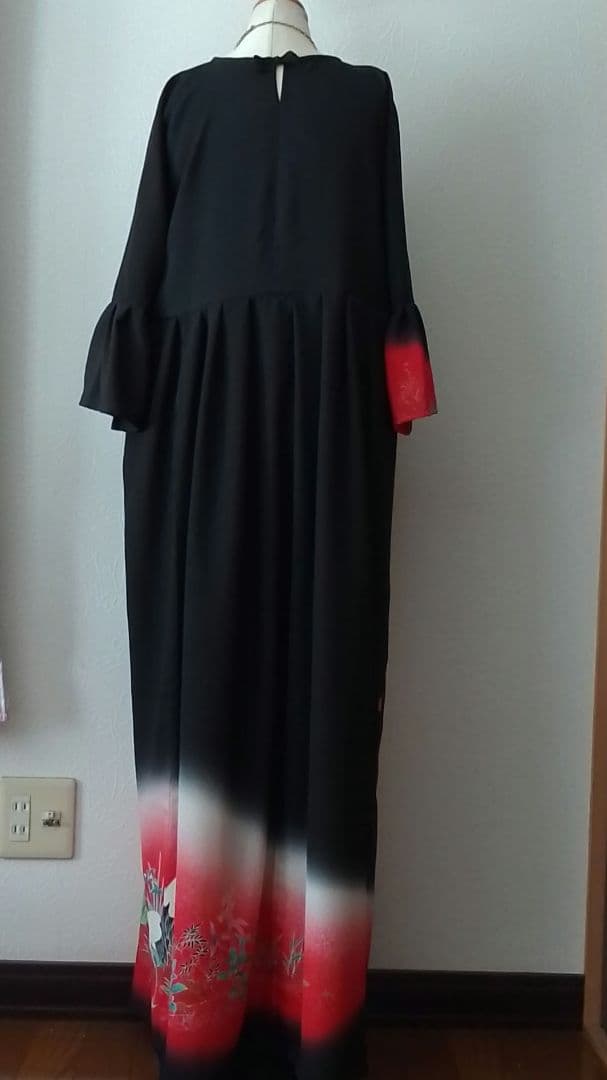 のん 着物リメイクワンピース 留袖ドレス鶴 落款あり作家物
