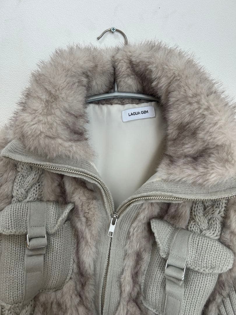 LAGUA GEM CABLE KNIT FAUX FUR ブルゾン