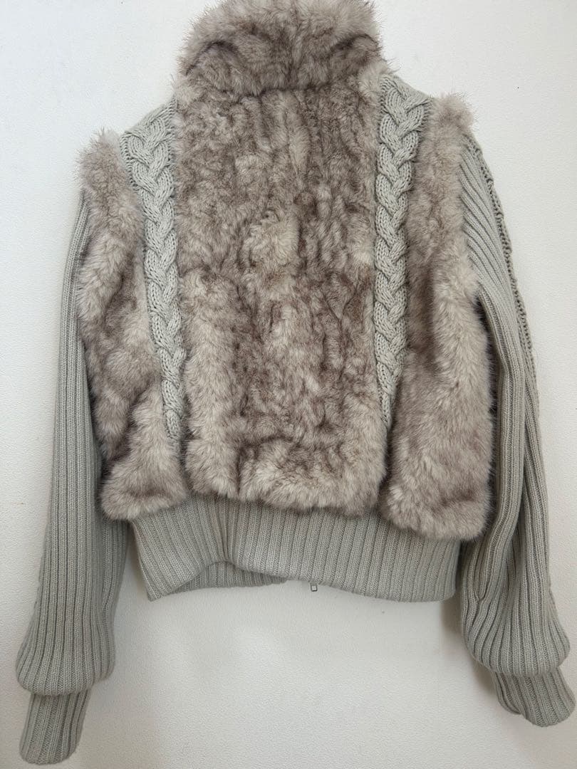 LAGUA GEM CABLE KNIT FAUX FUR ブルゾン