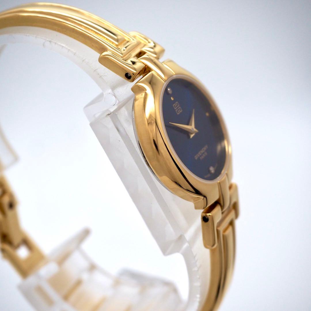 354【美品】GIVENCHY 時計　レディース ゴールド ダイヤ　バングル