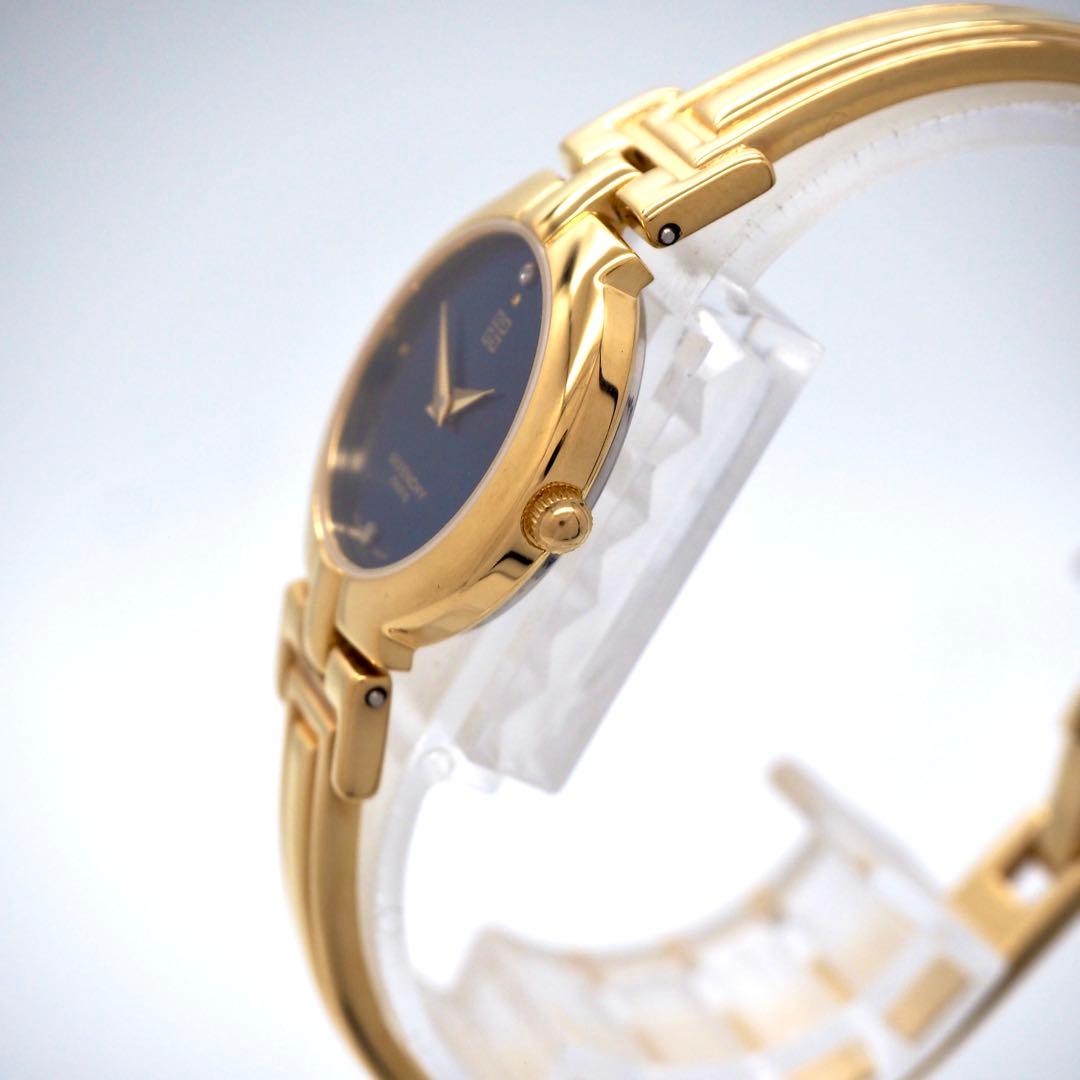 354【美品】GIVENCHY 時計　レディース ゴールド ダイヤ　バングル