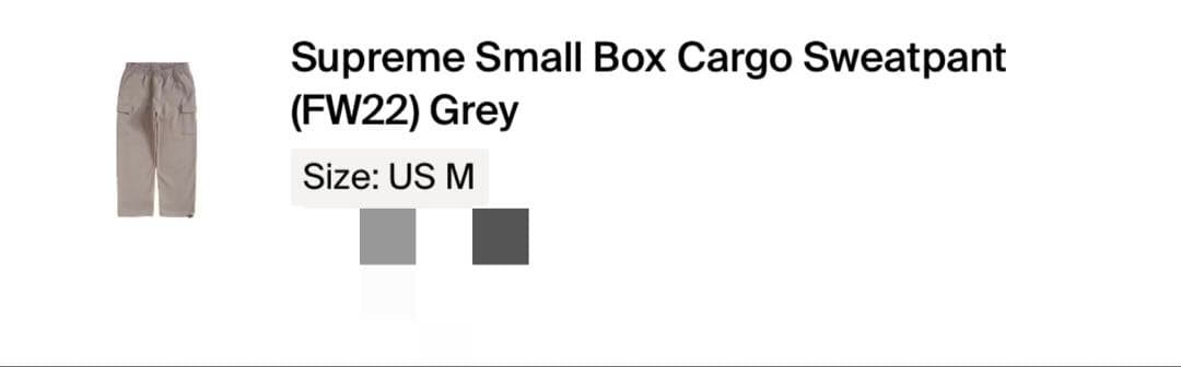 Supreme Small Box Cargo Sweatpant グレー