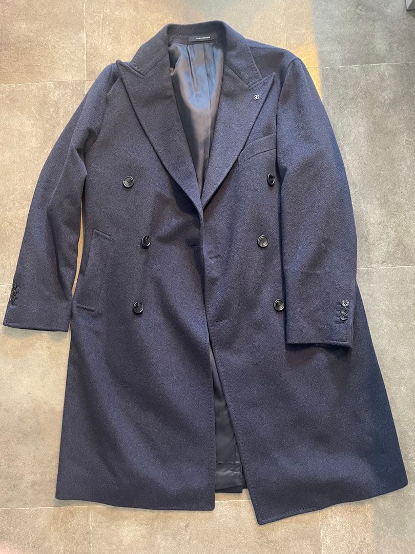 タリアトーレ　メンズ　カシミア100% ダブルブレスト コート ネイビー　48