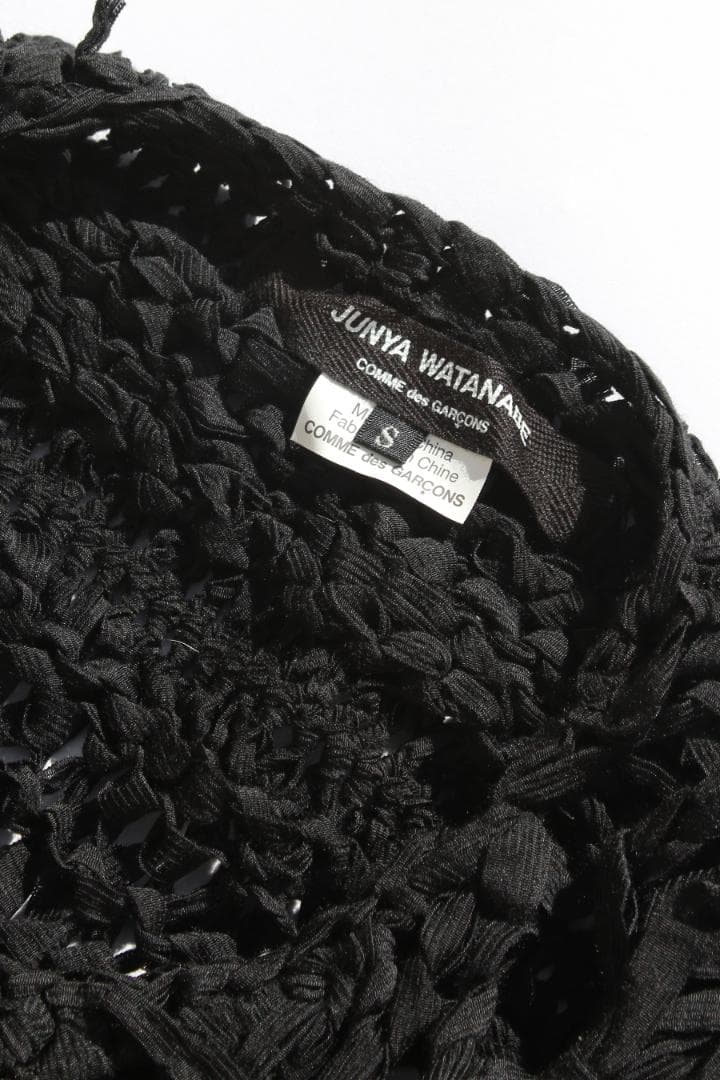 Junya Watanabe 編みデザインフリンジ半袖ワンピース 黒 CAPE