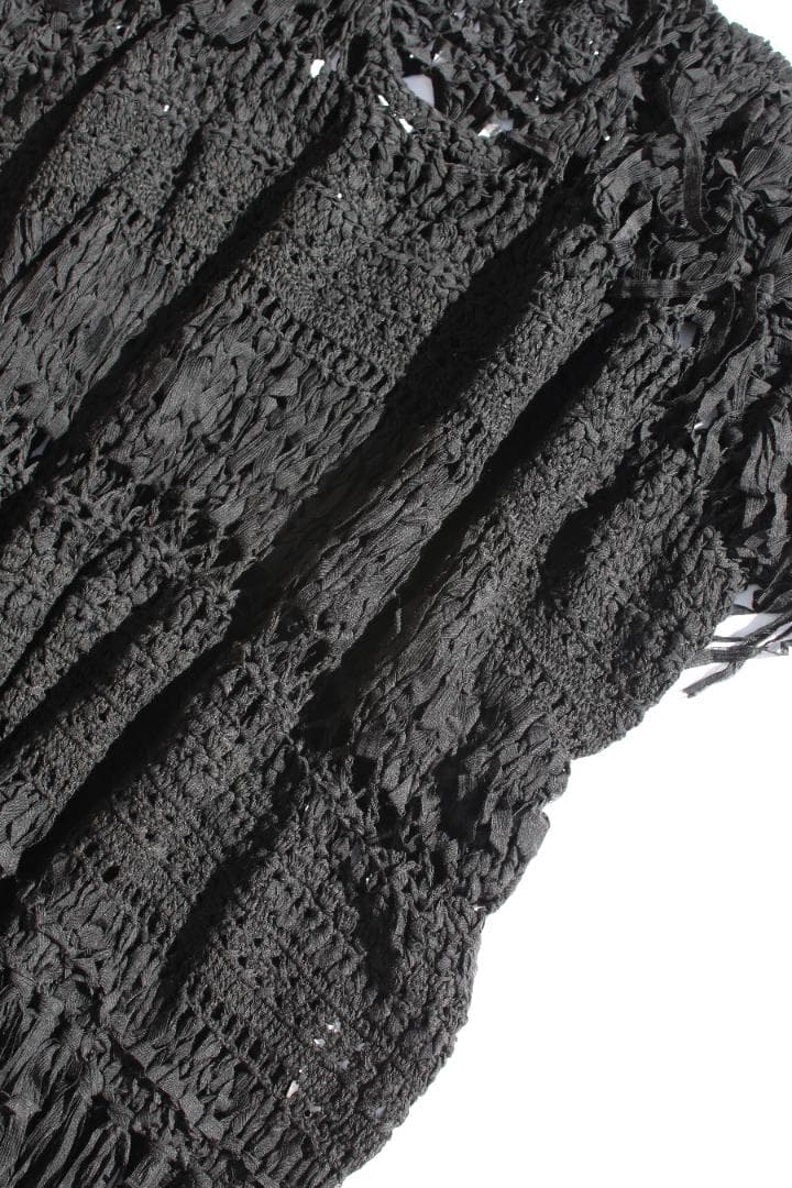 Junya Watanabe 編みデザインフリンジ半袖ワンピース 黒 CAPE