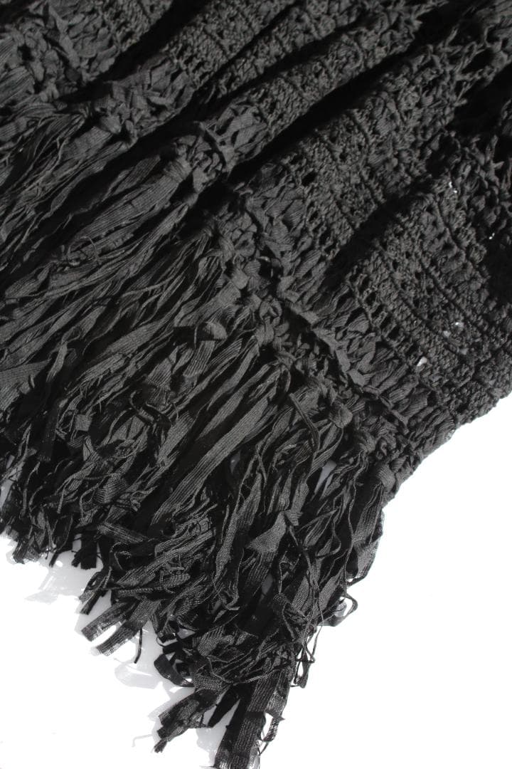 Junya Watanabe 編みデザインフリンジ半袖ワンピース 黒 CAPE