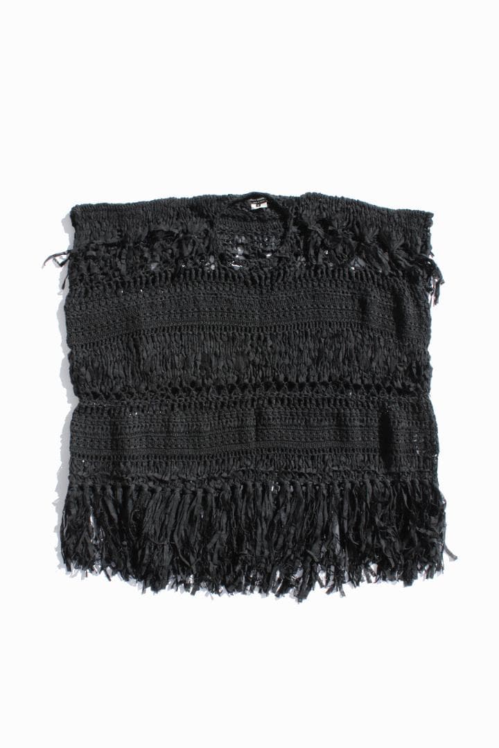Junya Watanabe 編みデザインフリンジ半袖ワンピース 黒 CAPE