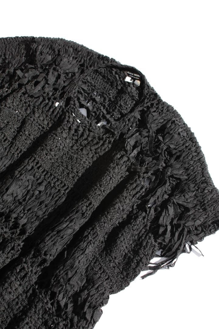 Junya Watanabe 編みデザインフリンジ半袖ワンピース 黒 CAPE