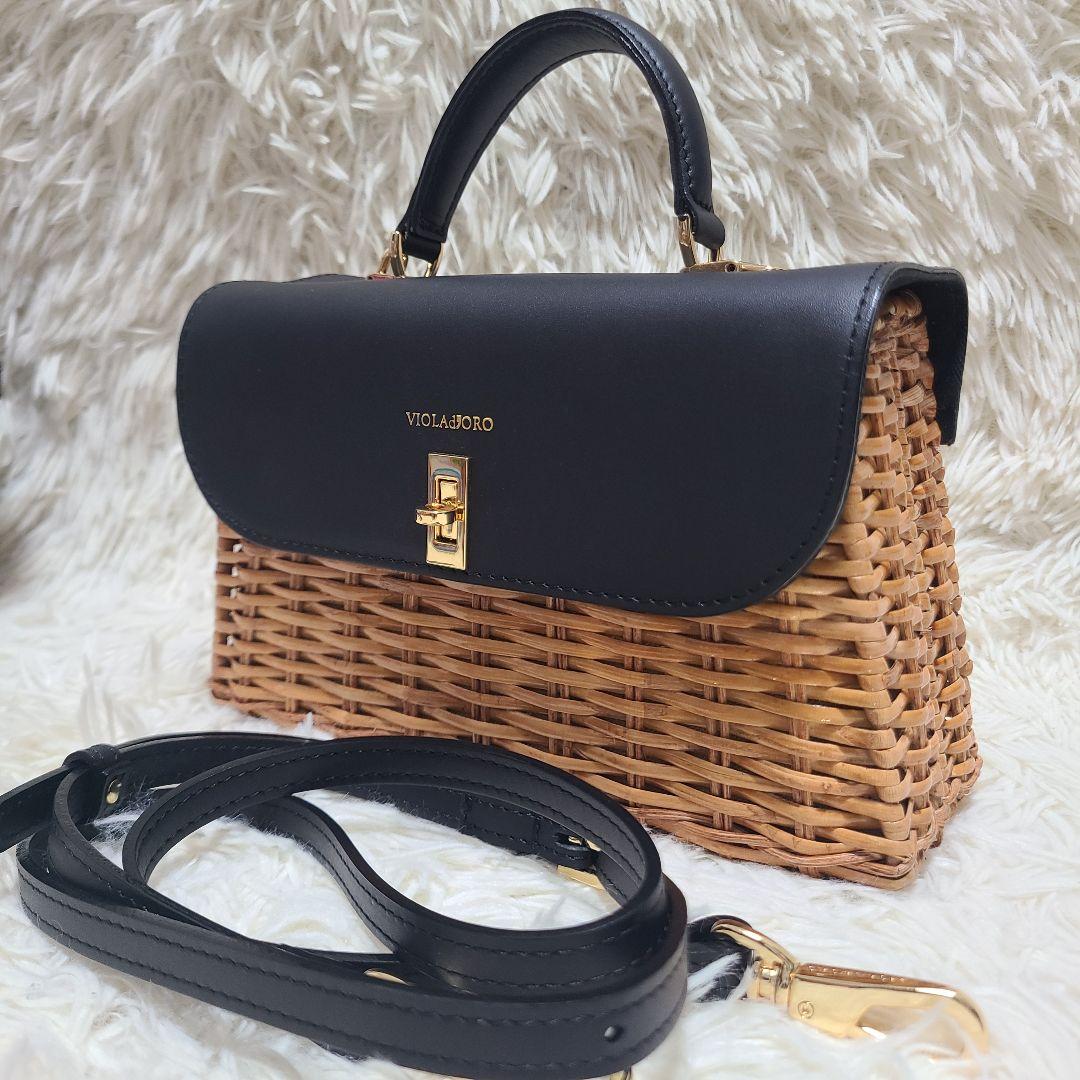 【美品】ヴィオラドーロ　ハンドバッグ　スプリットラタン　MIRO　2WAY