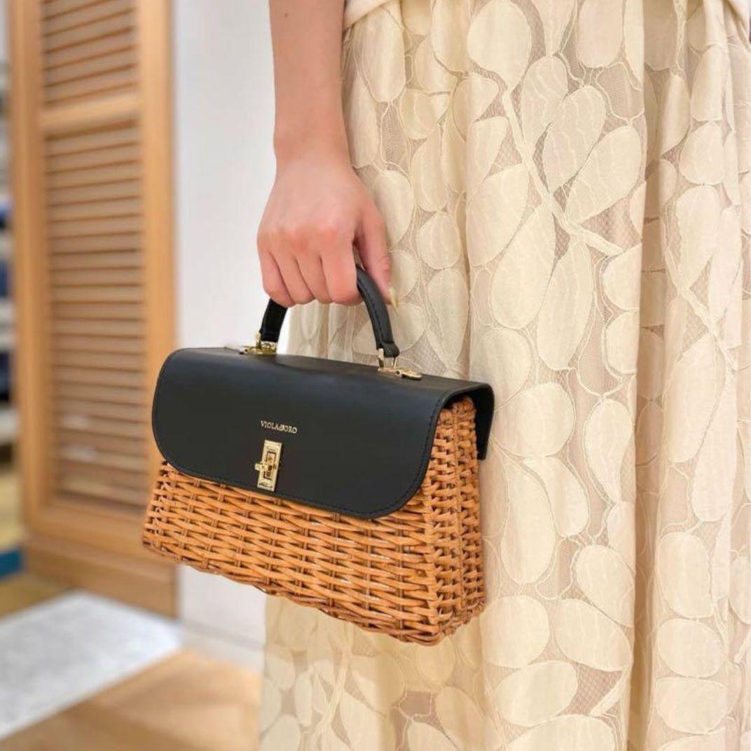 【美品】ヴィオラドーロ　ハンドバッグ　スプリットラタン　MIRO　2WAY