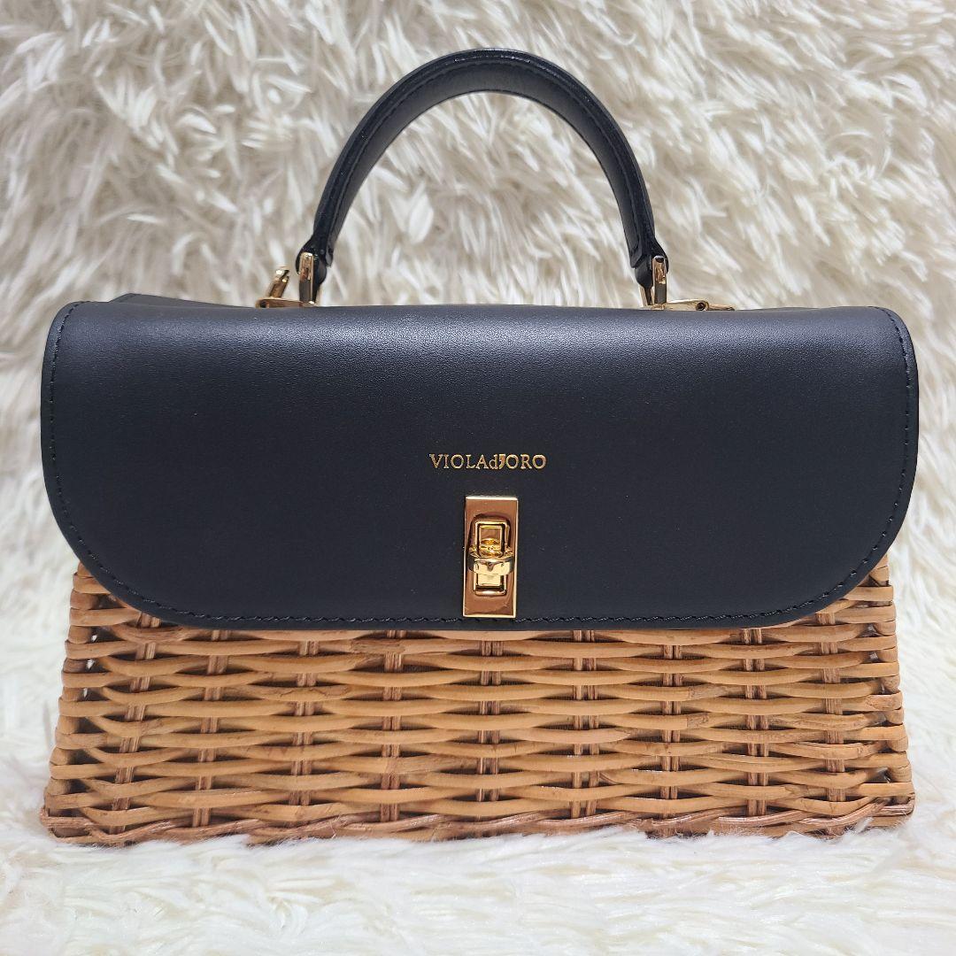 【美品】ヴィオラドーロ　ハンドバッグ　スプリットラタン　MIRO　2WAY