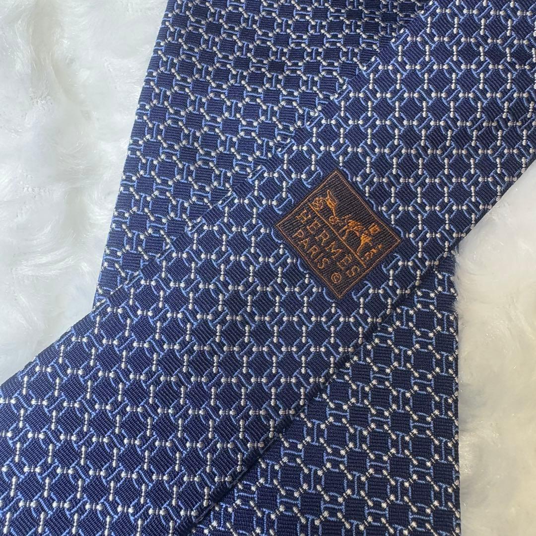 【希少✨極美品】HERMES ネクタイ 659241T シェーヌダンクル柄
