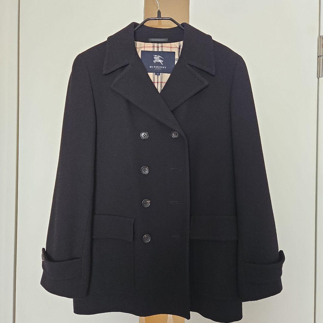 BURBERRY 黒 ウール ピーコート ダブルブレスト