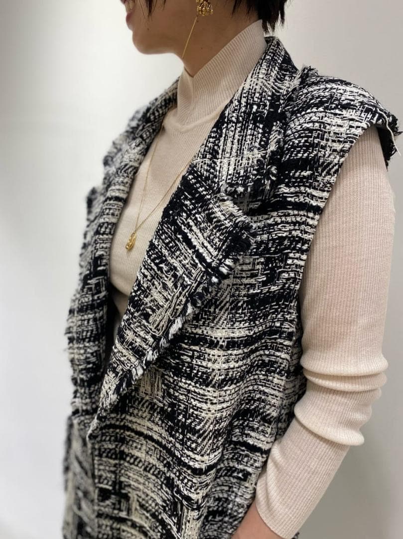 いつでも笑顔TOMORROWLAND モノワイルドツイード ロングジレ