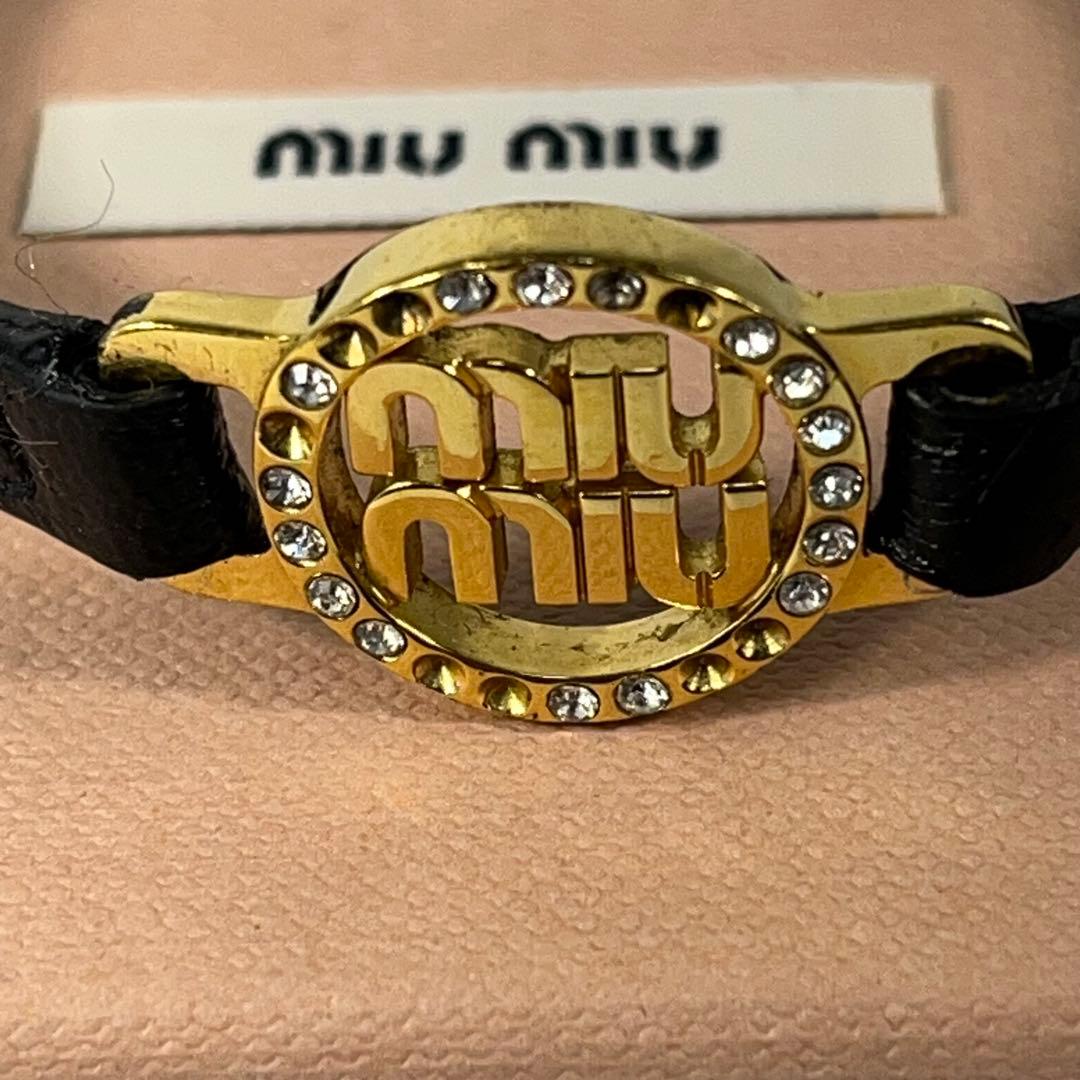 miu miuミュウミュウ　マドラスレザーブレスレット ブラック