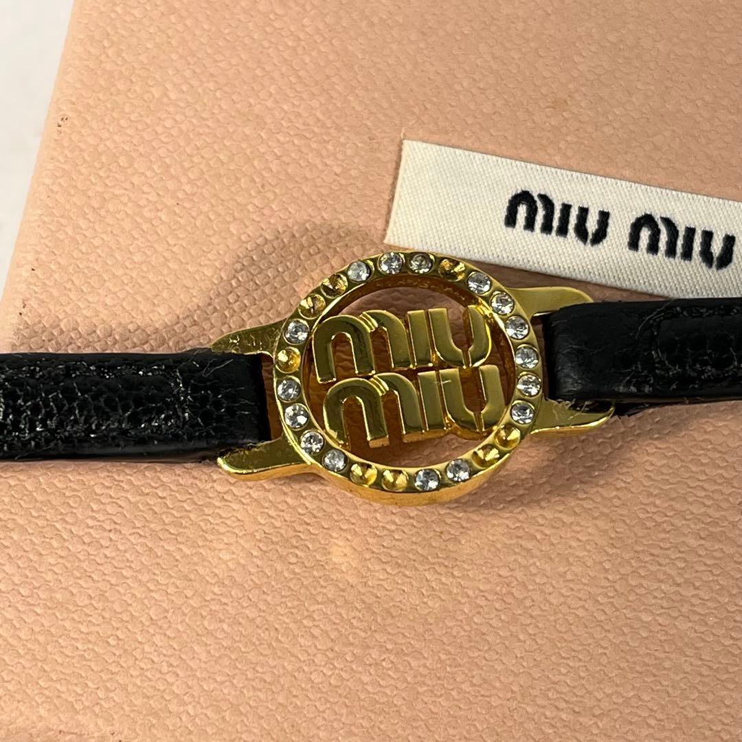 miu miuミュウミュウ　マドラスレザーブレスレット ブラック