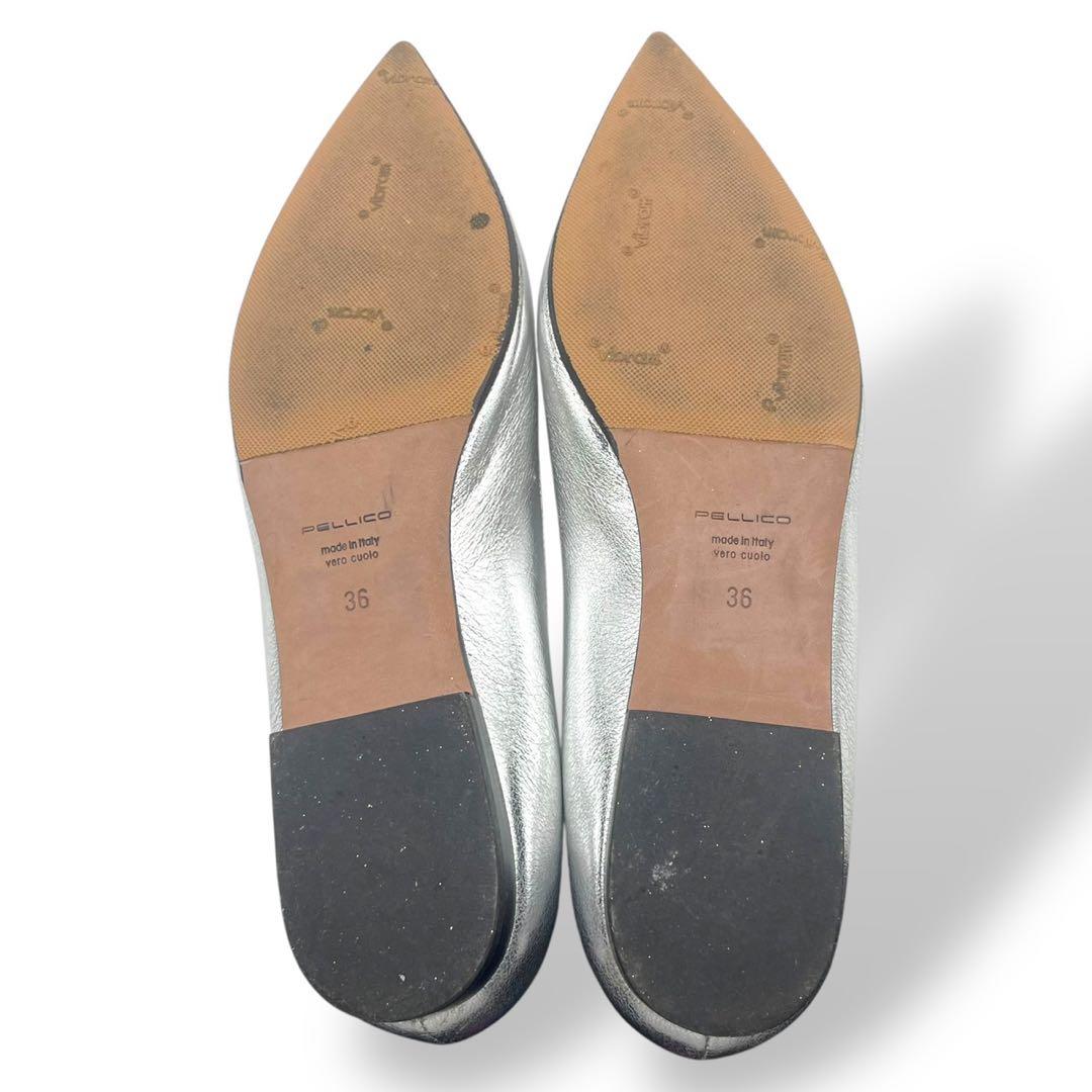 極美品　ペリーコ　フラットシューズ　マニア　アネッリ　シルバー　36 23cm