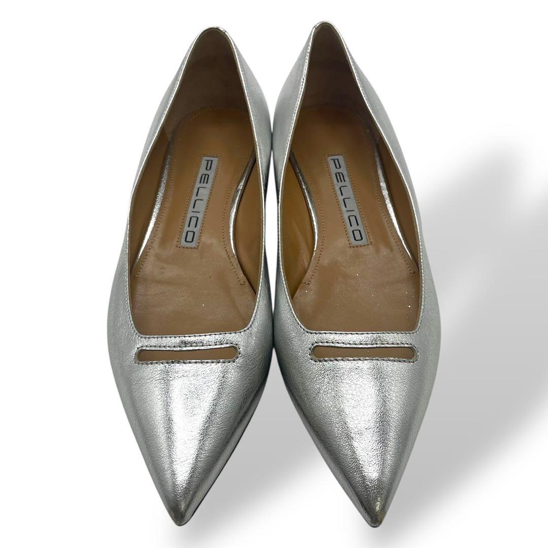 極美品　ペリーコ　フラットシューズ　マニア　アネッリ　シルバー　36 23cm