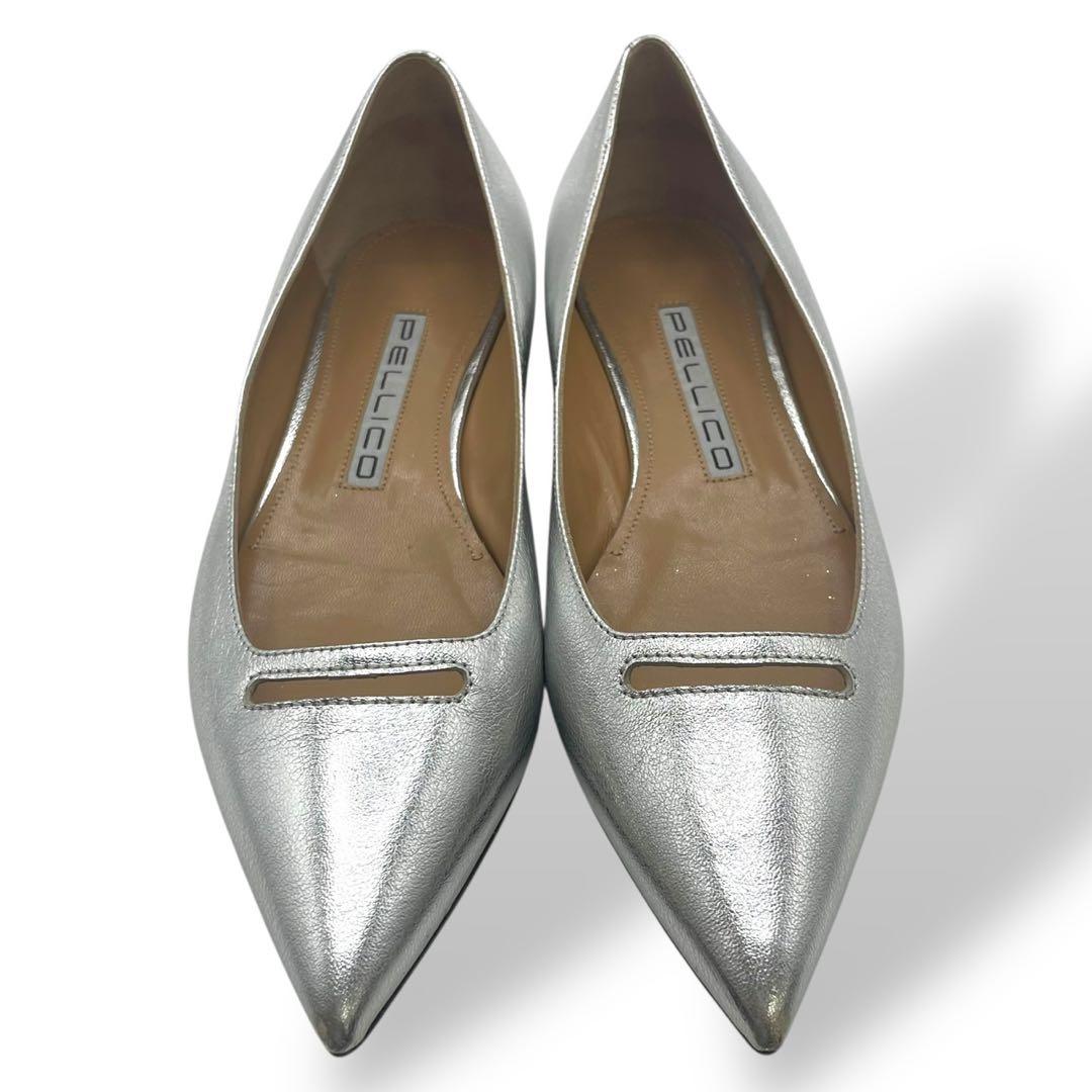 極美品　ペリーコ　フラットシューズ　マニア　アネッリ　シルバー　36 23cm