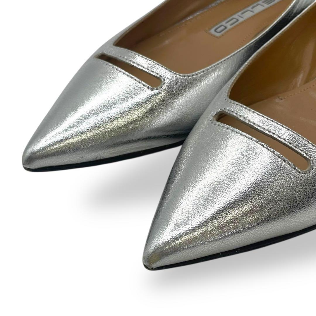 極美品　ペリーコ　フラットシューズ　マニア　アネッリ　シルバー　36 23cm