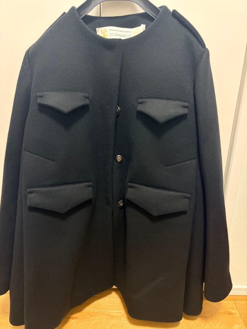 め*ま様 グリードインターナショナルウールコートブラック黒新品未使用