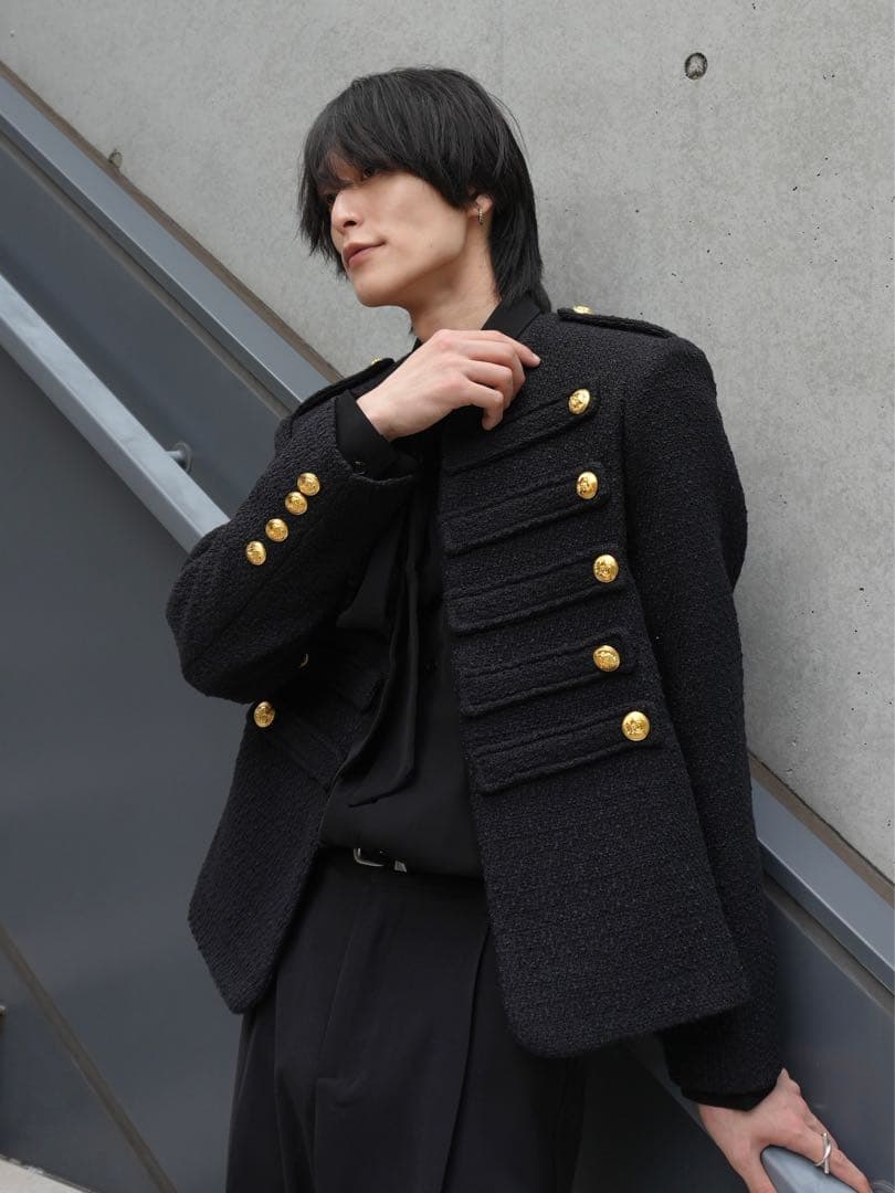 ALUDE SELECT design tweed jacket ブラック　L