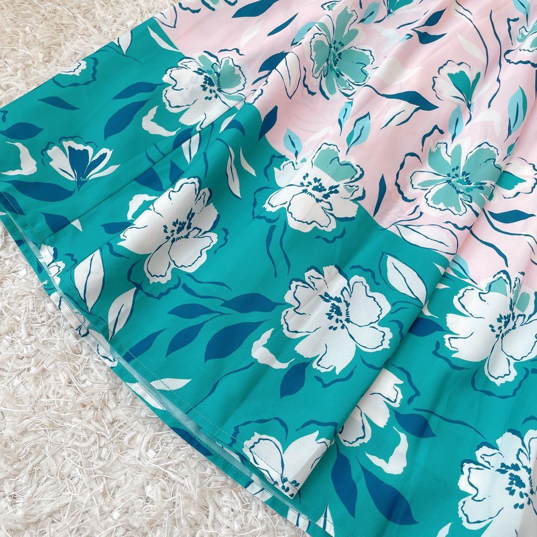 ◆ グレースコンチネンタル フラワープリントフリルトップ &プリーツスカート