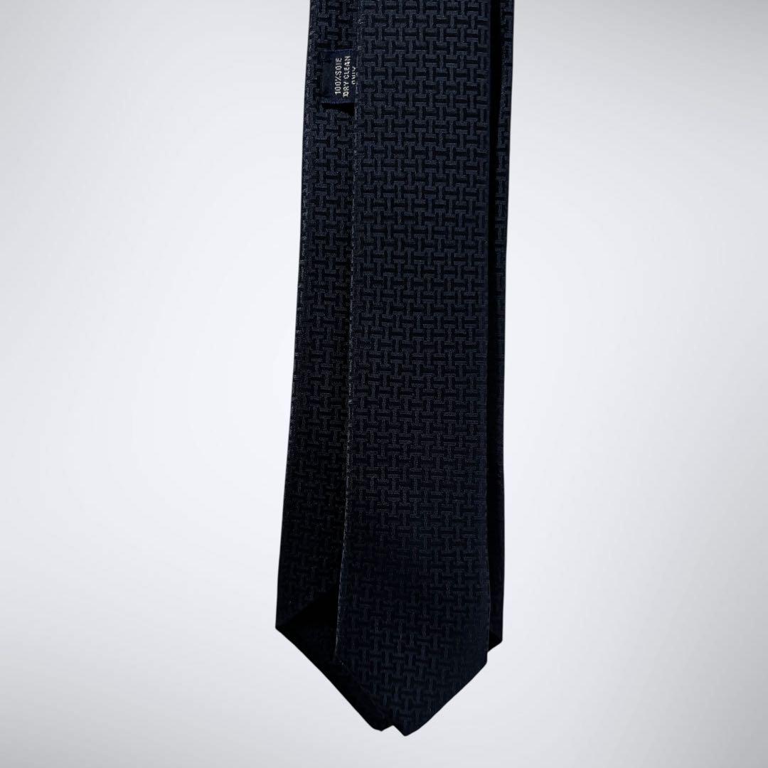 【定番人気】 HERMES エルメス ネクタイ ファソネ H柄 ネイビー シルク