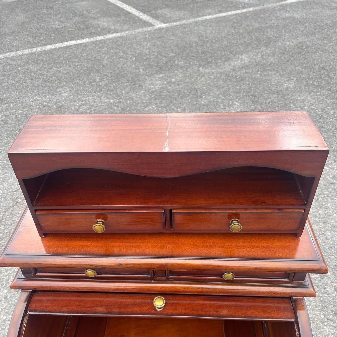 木製ライティングビューロー マホガニー　ダベンポートデスク　ダークブラウン