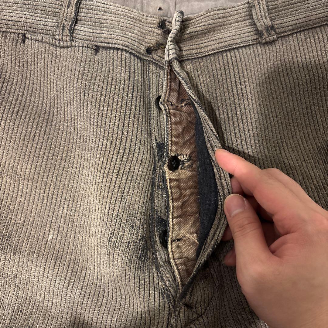 40s 50s vintage フレンチワーク コットンピケパンツ 襤褸