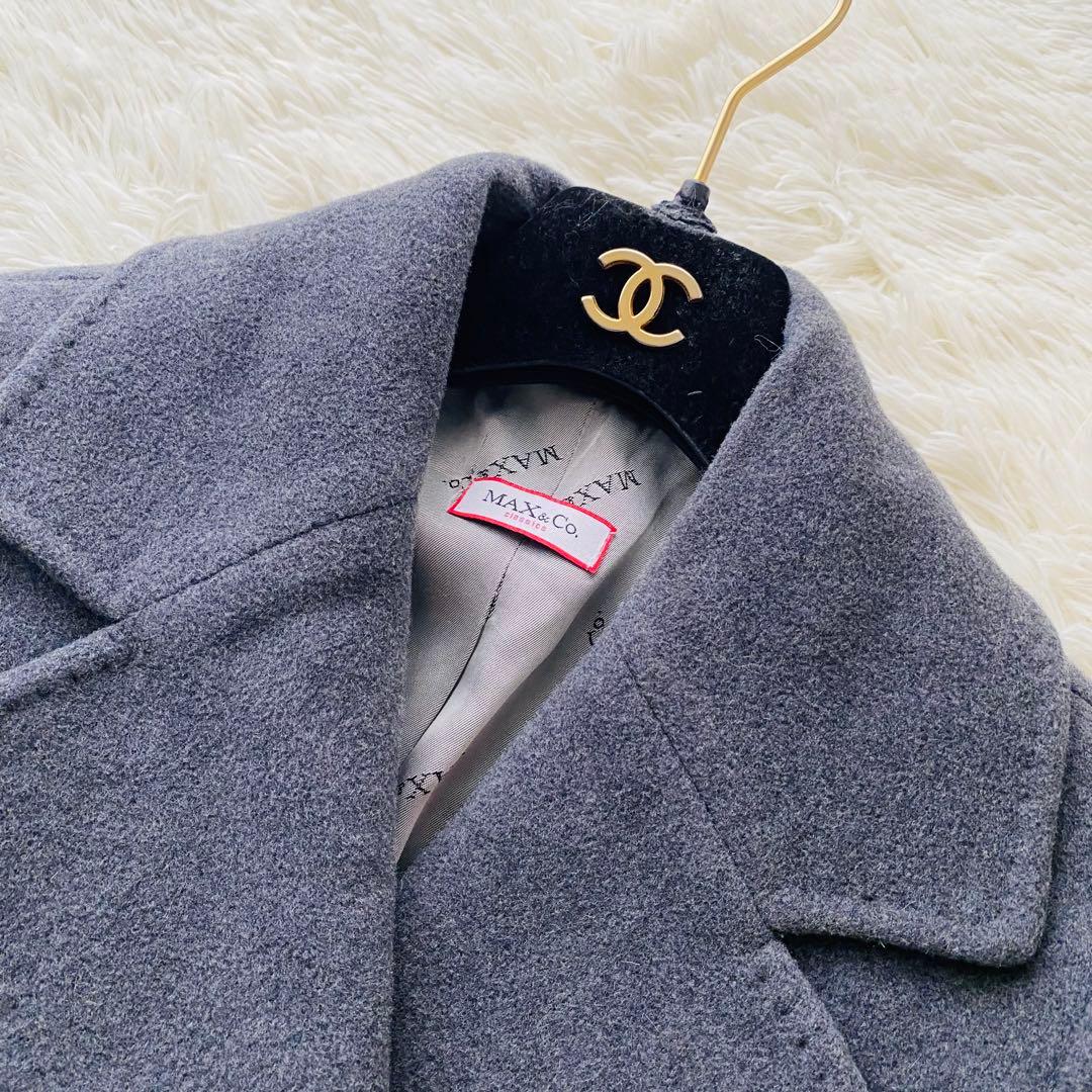 良品 マックスマーラ アンゴラ混 ダブル マキシ ベルテッドコート イタリア製