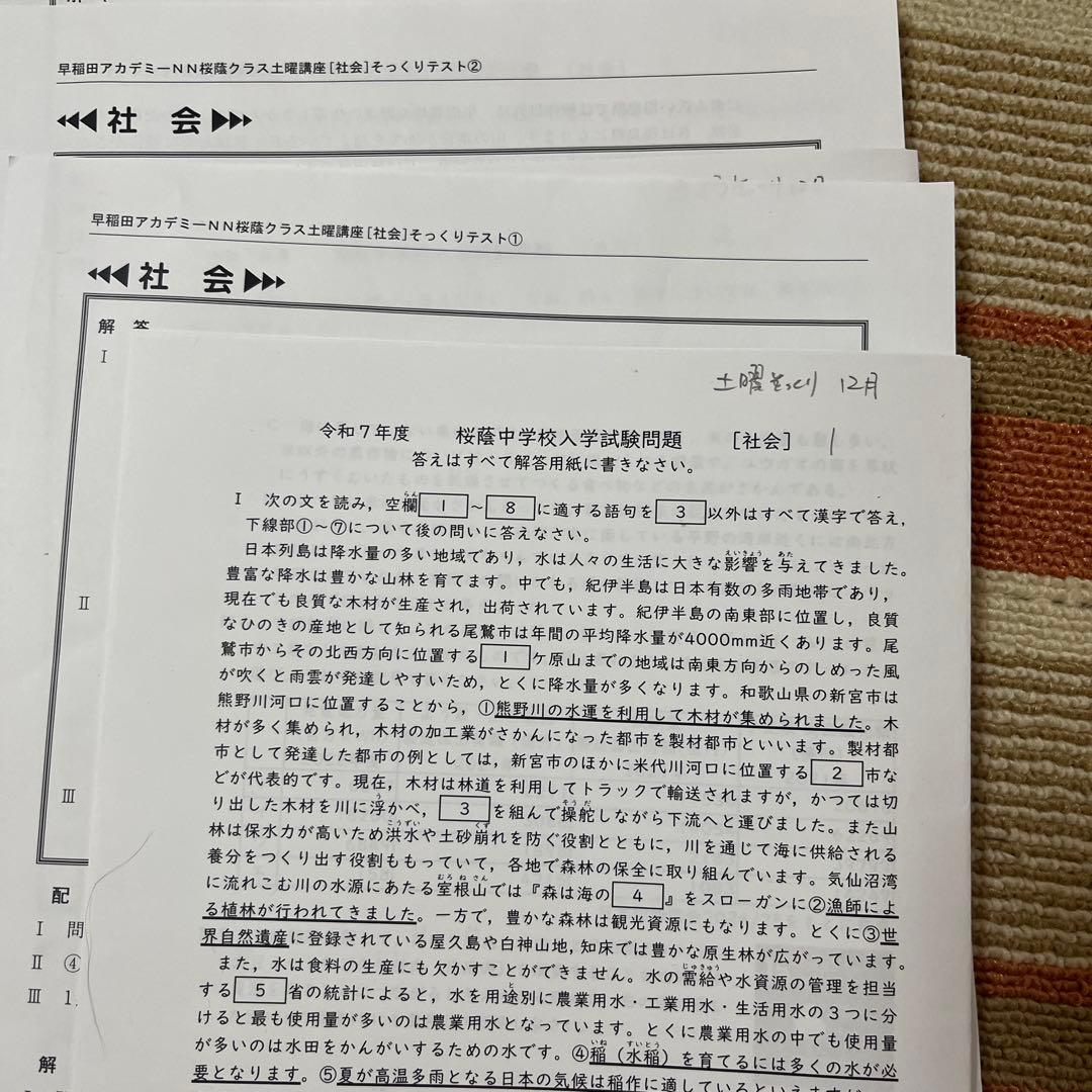 NN桜蔭　教材　プリント