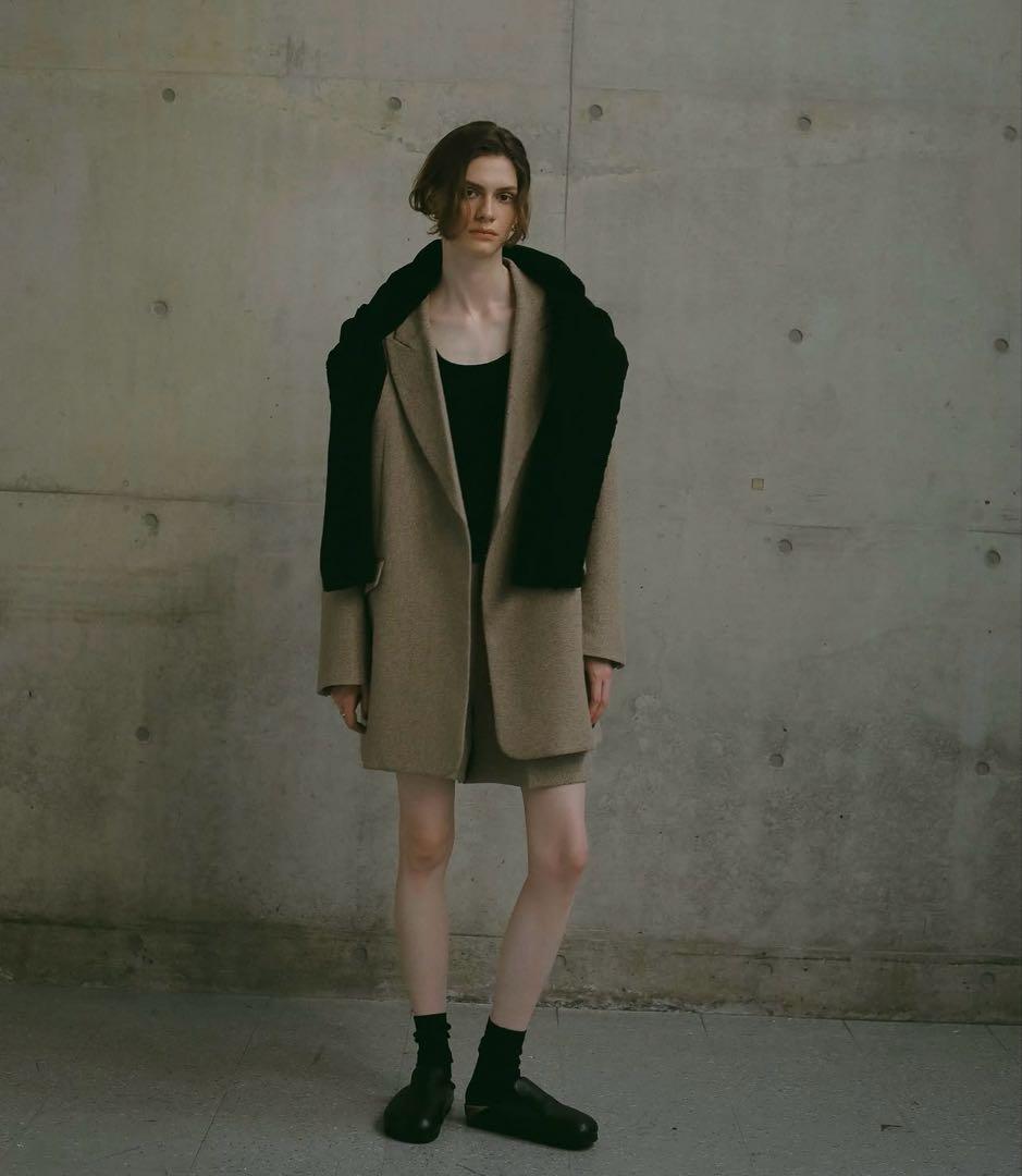 M☻︎etretokyo ピークドラペルウールジャケット　グレー