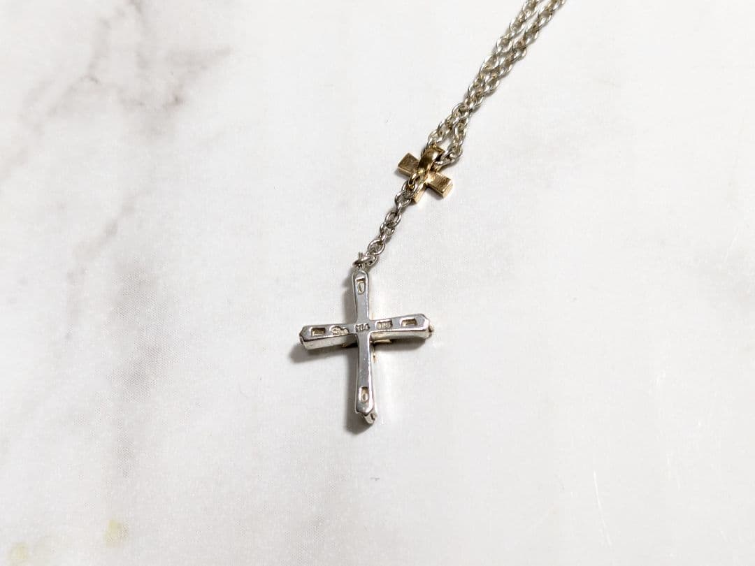 スタージュエリー　K14　金　シルバー925銀　ダブル　クロス　ネックレス