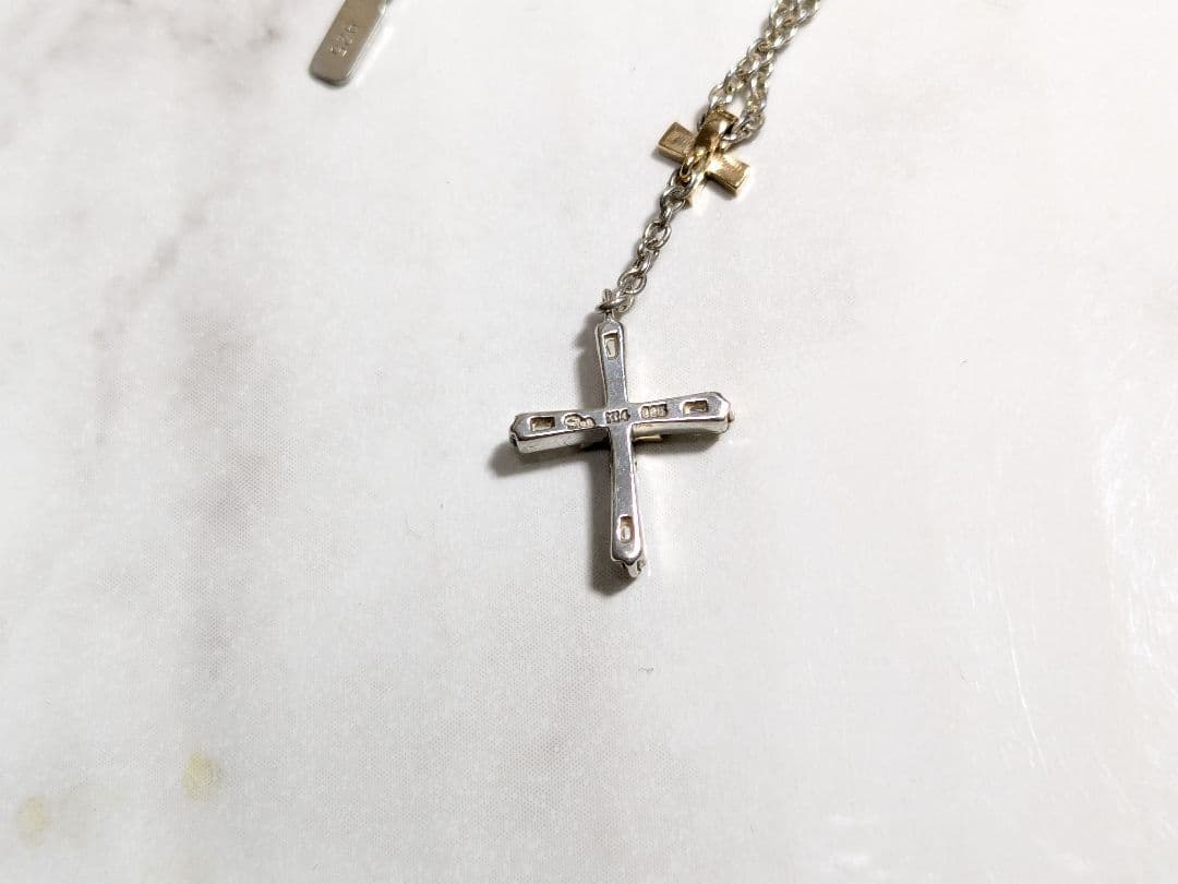 スタージュエリー　K14　金　シルバー925銀　ダブル　クロス　ネックレス