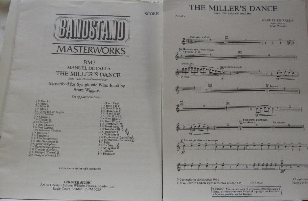 【吹奏楽輸入合奏譜】粉屋の踊り：ファリャ(ヴィギンズ版)