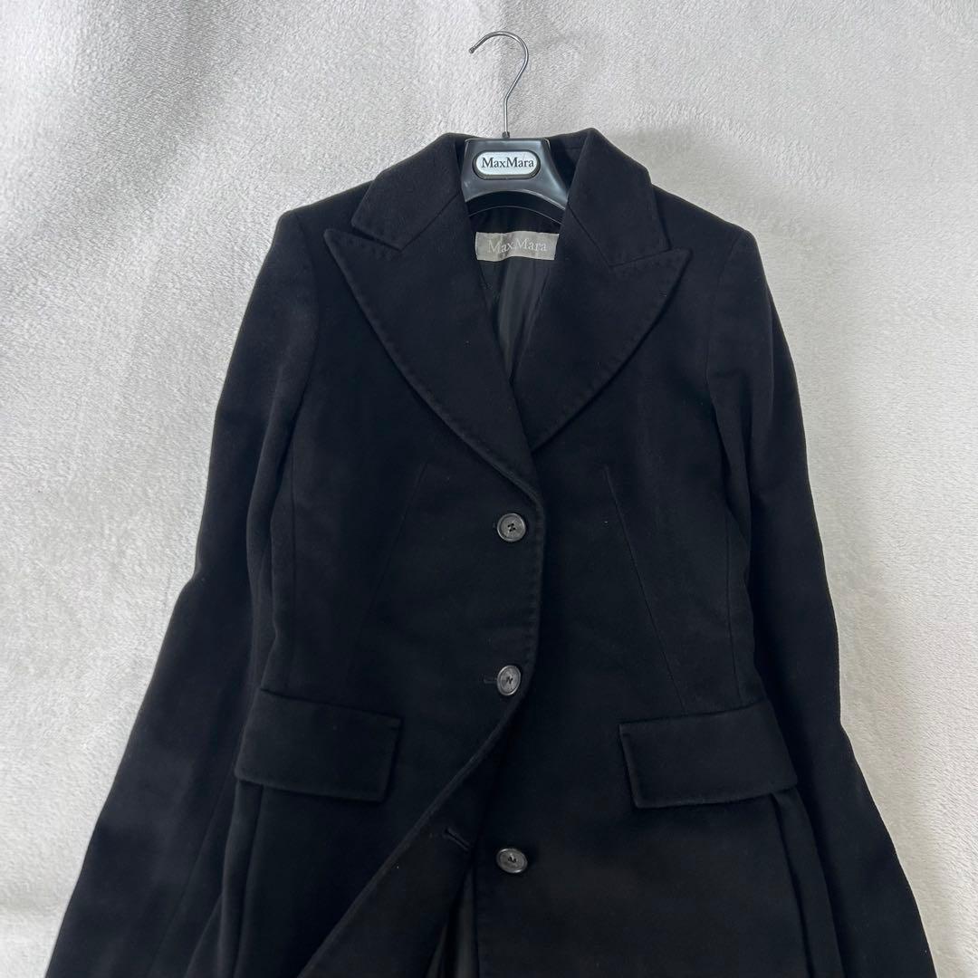 美品✨マックスマーラ　銀タグ　ステッチ　ロング丈　艶感　綺麗めロングコート　38
