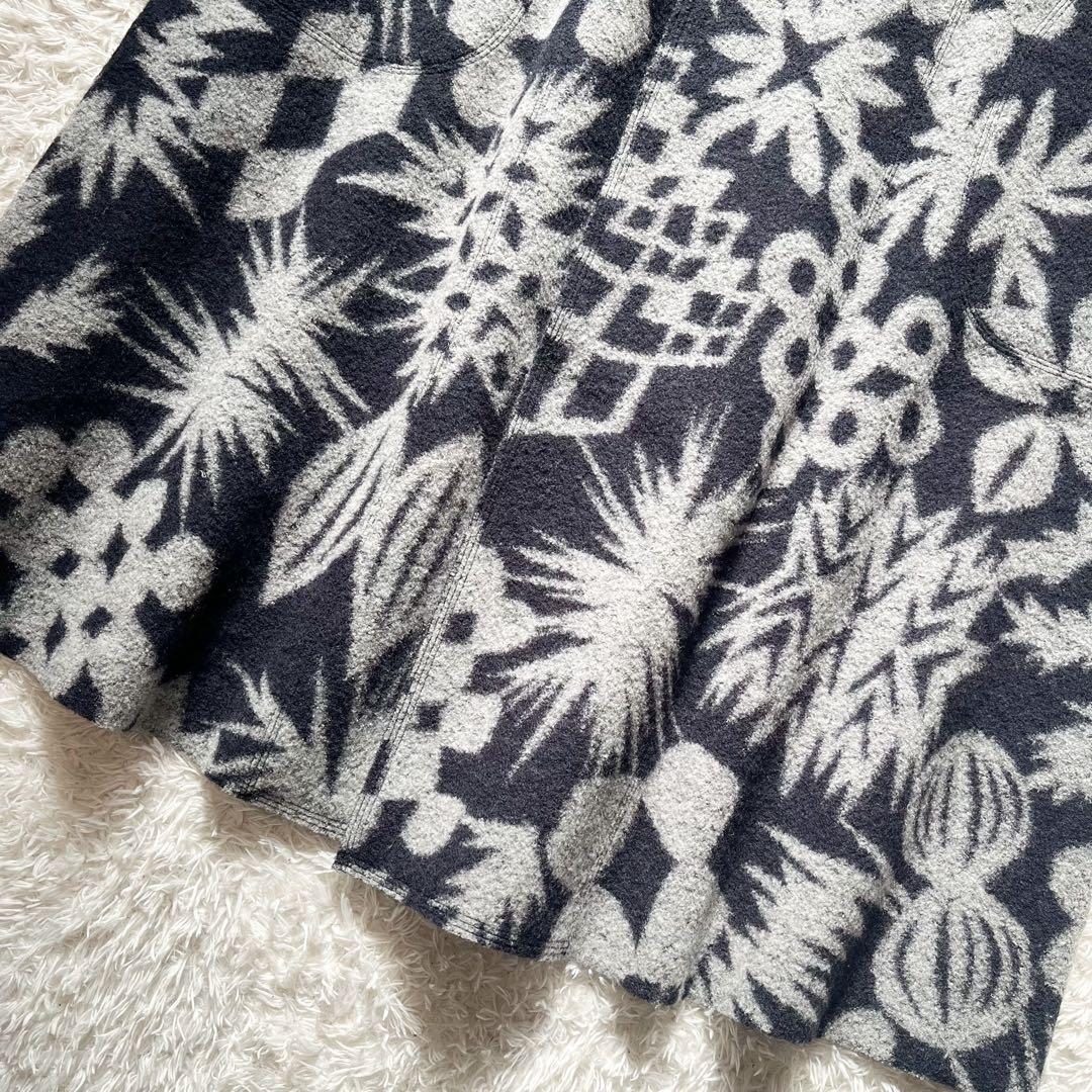 15年winterヨーガンレール ジャカードフェルトのコート ウール ネイビー