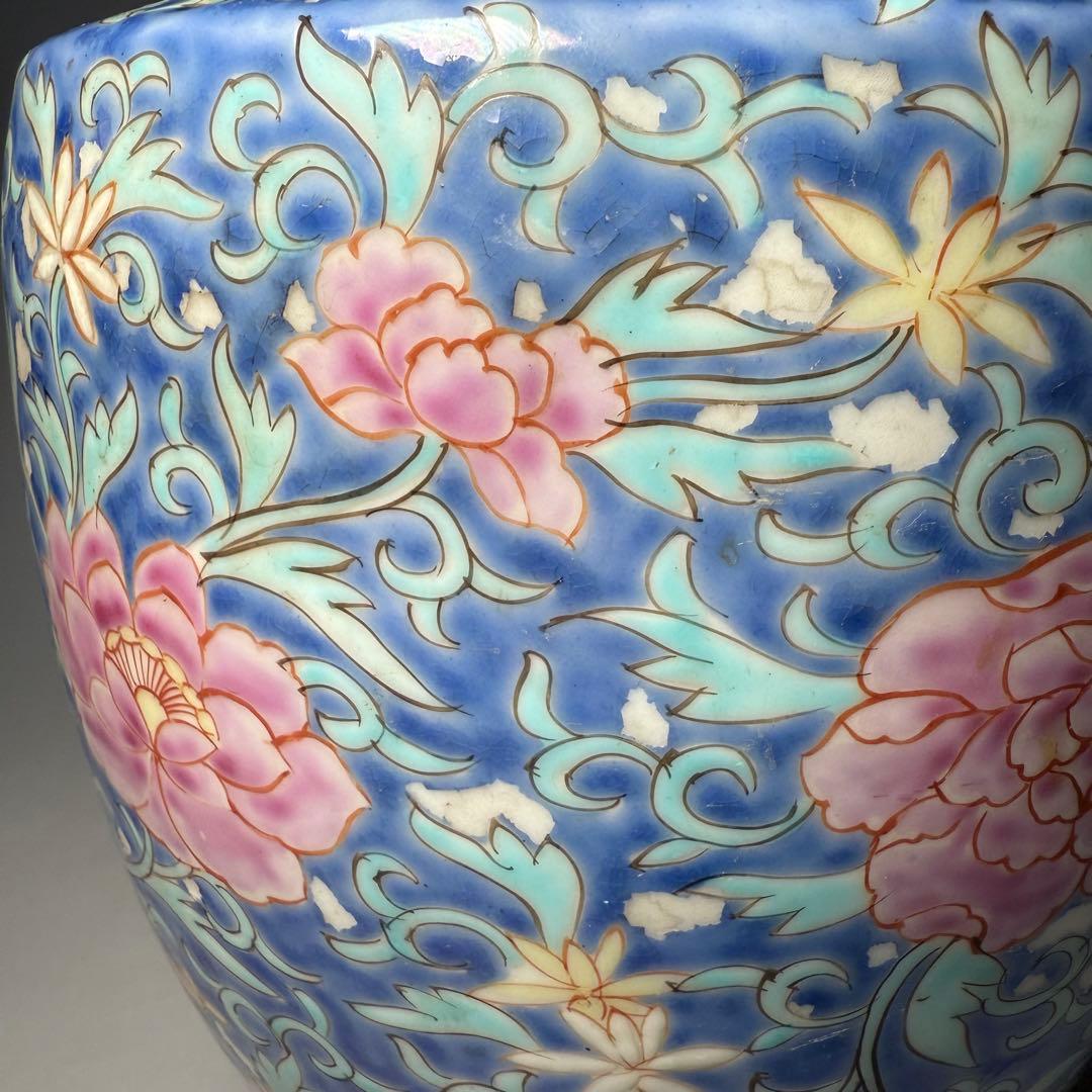 晩香窯　ARITA BANKO　希少品　里帰り品　牡丹文様花瓶　高さ24.5cm