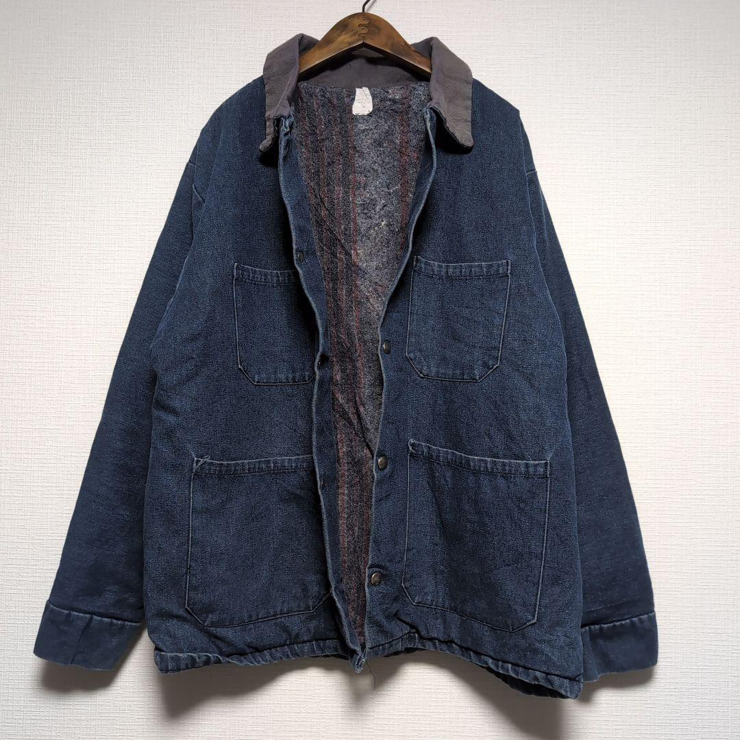 ヴィンテージ デニムカバーオール ブランケット裏地 ブルー デニム カバーオール