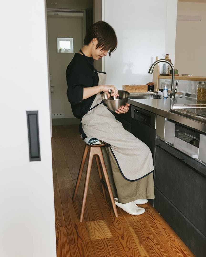 キッチンスツールBR H530＋ミナ ペルホネン　タンバリン　グレー