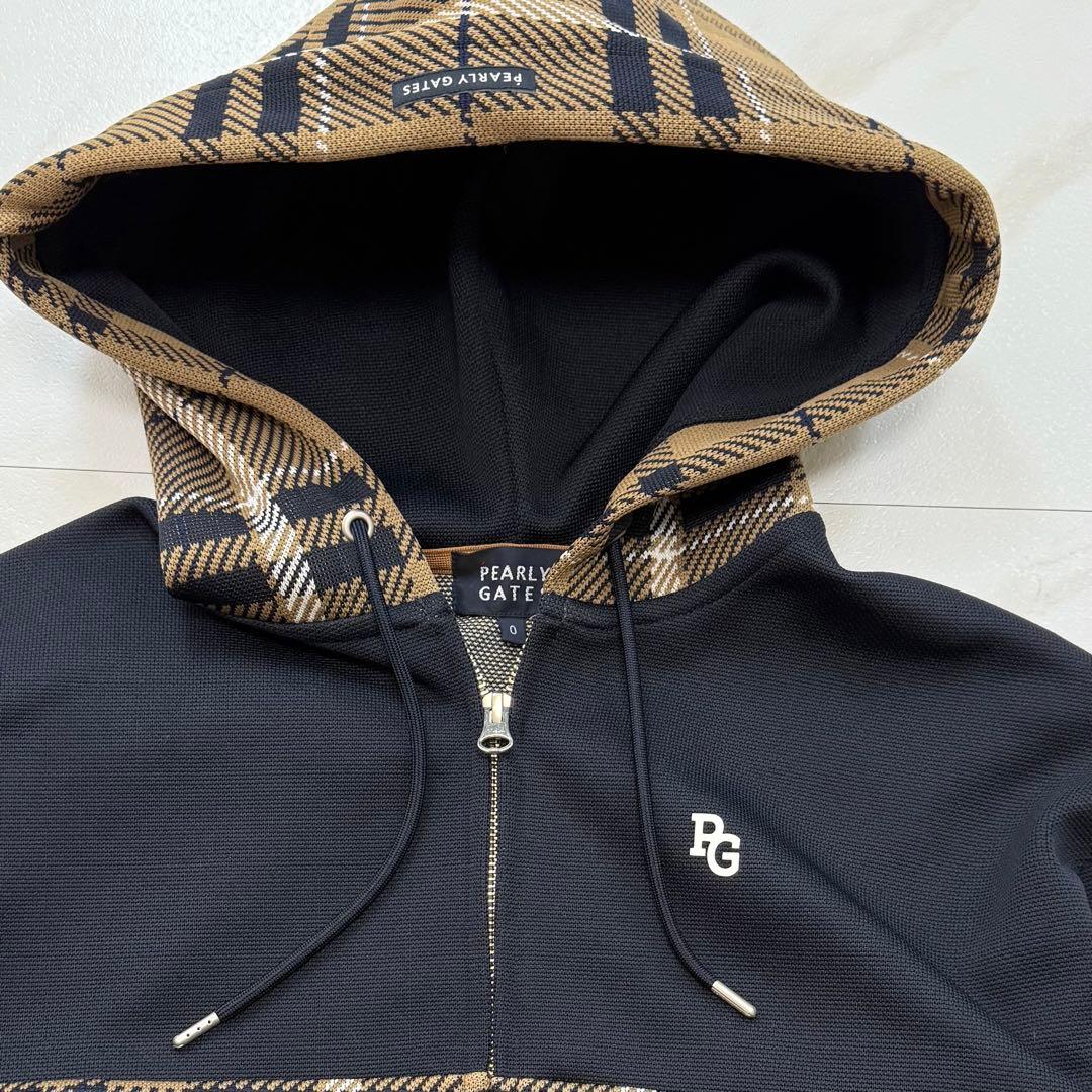 極美品✨ パーリーゲイツ フルジップパーカー チェック PG ロゴ