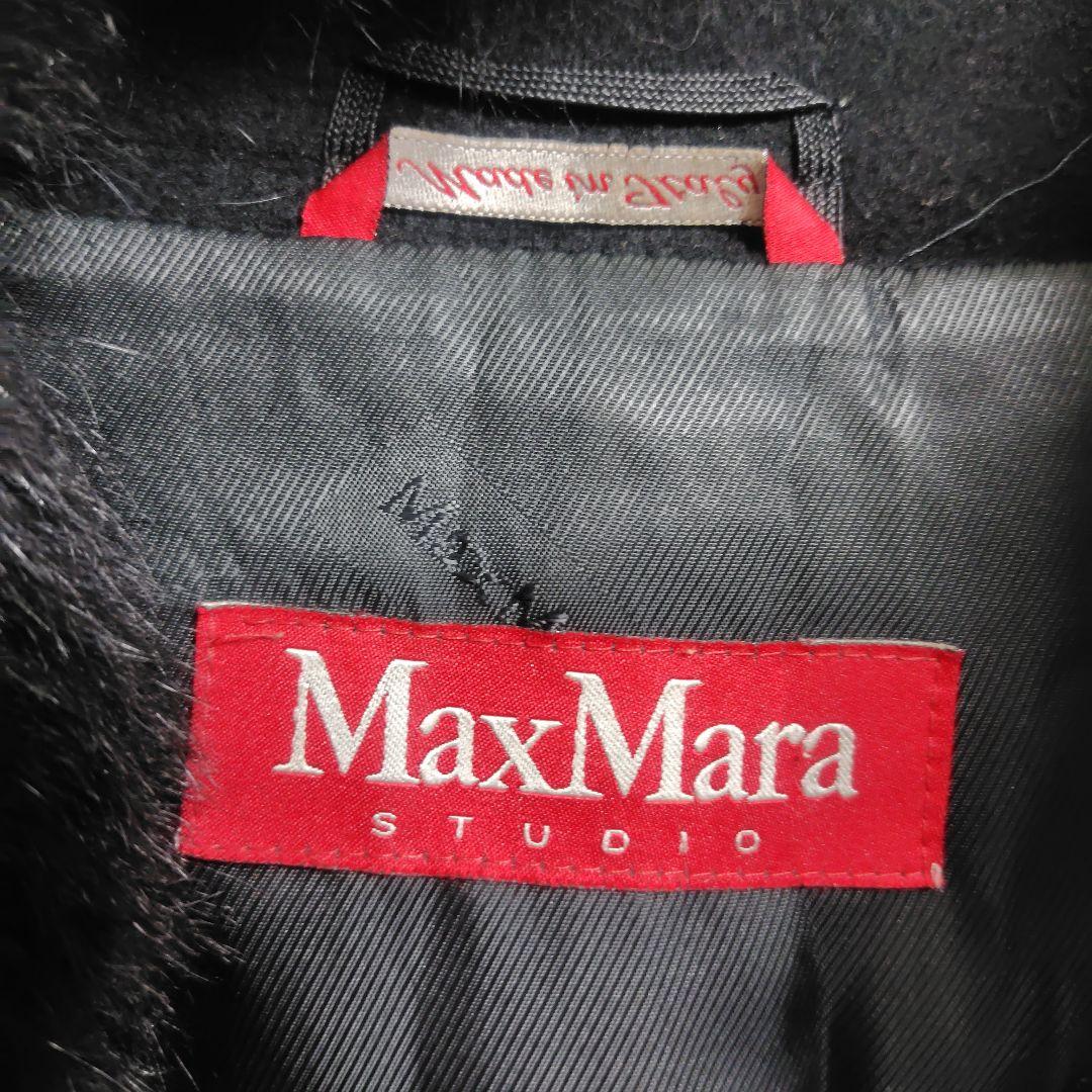 MaxMara Studio フォックスファー付 コート 38 ピュアウール