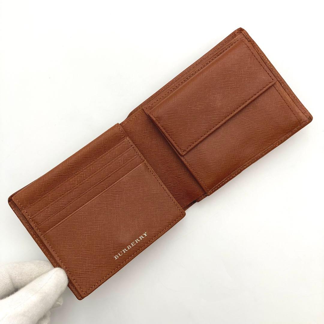 ☆キーウィ☆...✨BURBERRY 二つ折り財布 サフィアーノレザー 茶
