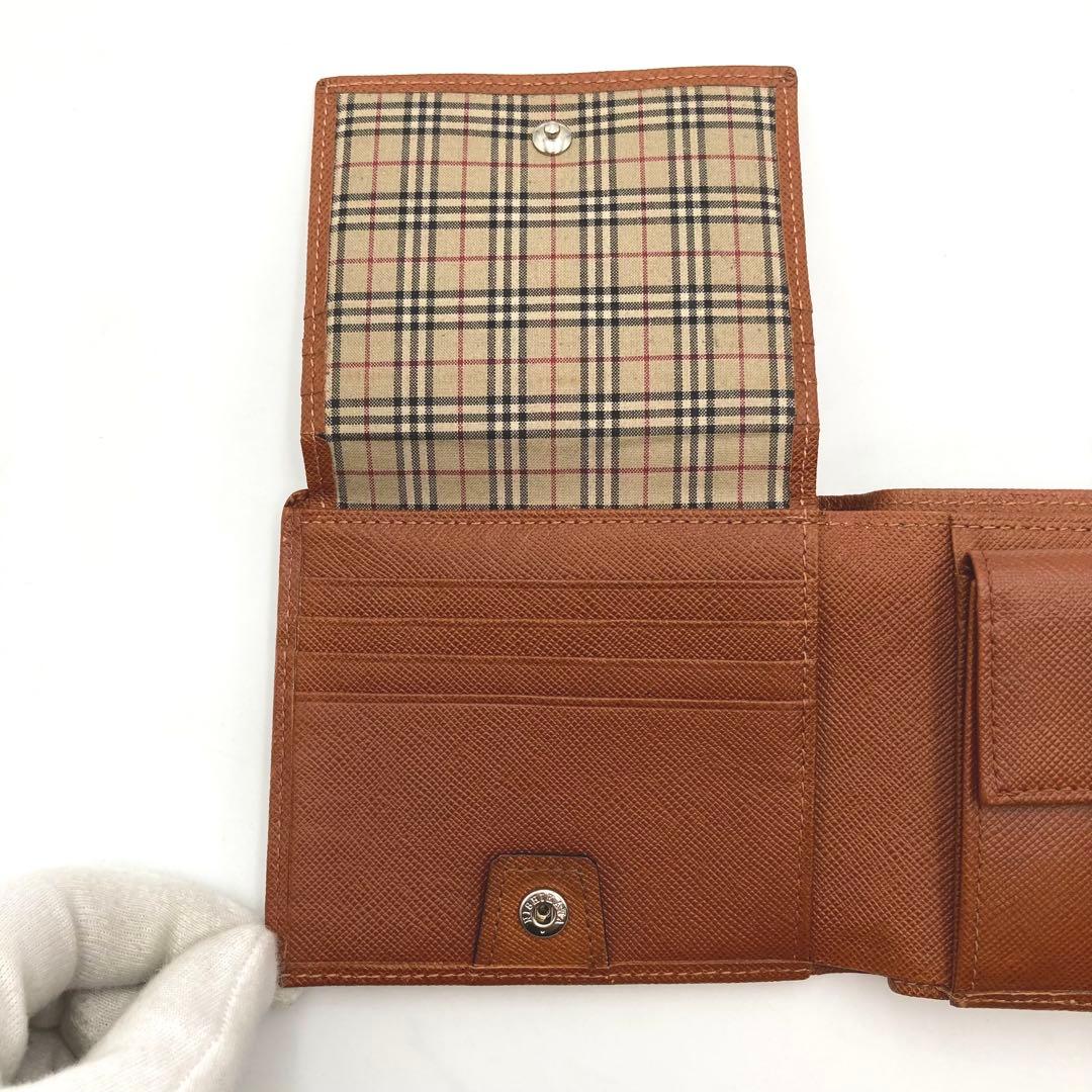 ☆キーウィ☆...✨BURBERRY 二つ折り財布 サフィアーノレザー 茶